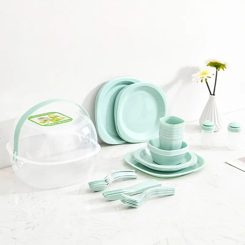 Outdoor Portable Plastic Table - Camping Cooking Dining Set ulasan dan harga